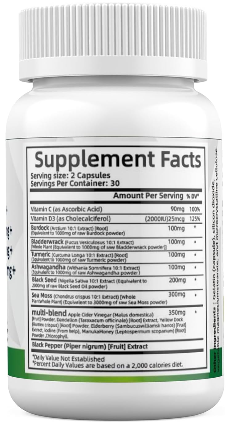 ALODI Super Seaweed Blend Supplement - Contains KSM-66 Ashwagandha, Black Seed Oil, Burdock Root, Kelp, Supports Digestion, Sleep, and Immune Health - dailyvitalstore