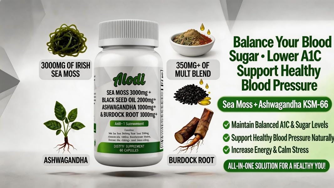 ALODI Super Seaweed Blend Supplement - Contains KSM-66 Ashwagandha, Black Seed Oil, Burdock Root, Kelp, Supports Digestion, Sleep, and Immune Health - dailyvitalstore
