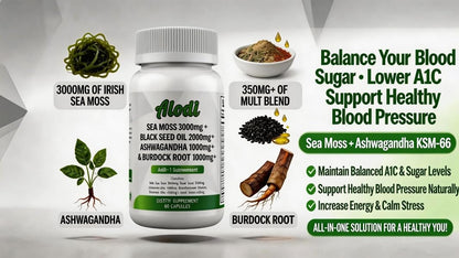 ALODI Super Seaweed Blend Supplement - Contains KSM-66 Ashwagandha, Black Seed Oil, Burdock Root, Kelp, Supports Digestion, Sleep, and Immune Health - dailyvitalstore