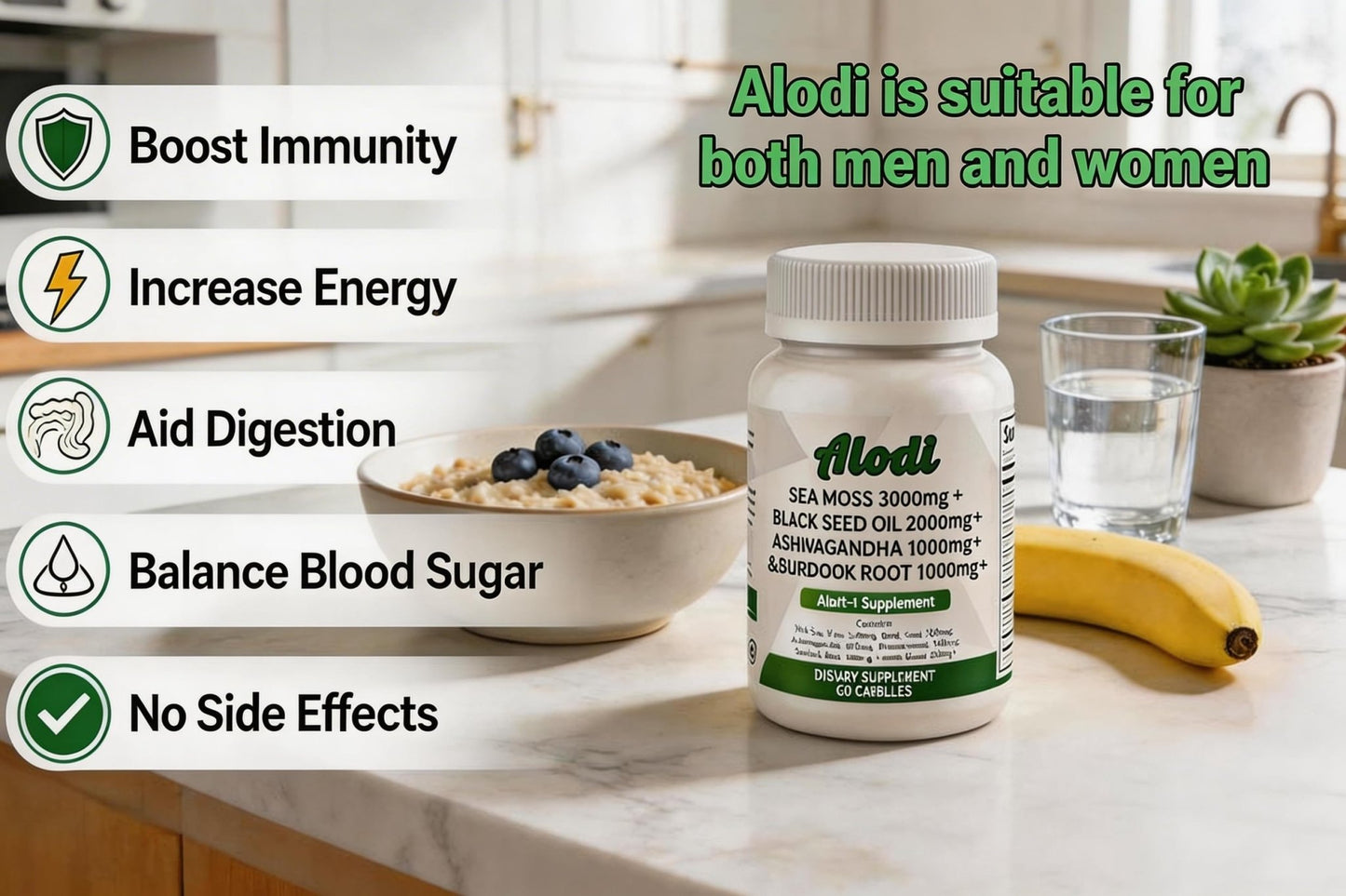 ALODI Super Seaweed Blend Supplement - Contains KSM-66 Ashwagandha, Black Seed Oil, Burdock Root, Kelp, Supports Digestion, Sleep, and Immune Health - dailyvitalstore