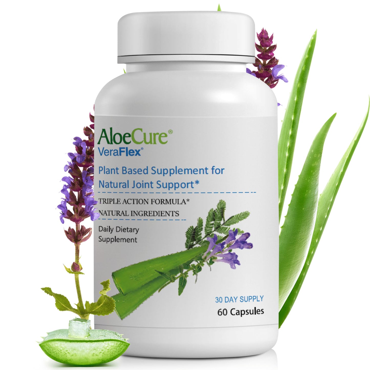 AloeCure VeraFlex Natural Joint Health, 60 Capsules, Clinically Tested Natural Plant-Based Formula to Support Comfort, Mobility and Flexibility - Featuring Organic Aloe Vera - dailyvitalstore