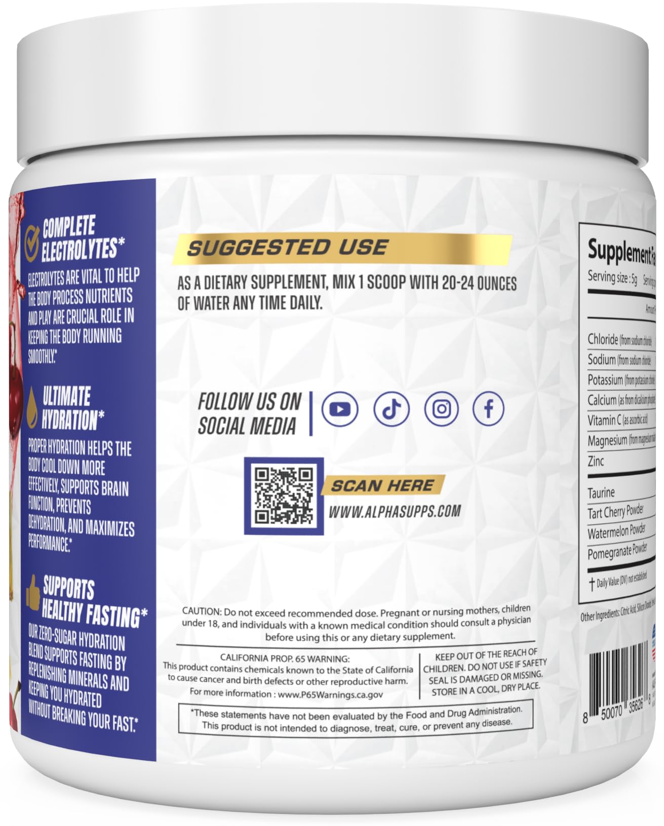 Alpha Lytes - Electrolyte Powder Daily Hydration Drink Mix - Sugar-Free, Zero Calorie Instant Formula with Trace Minerals and Antioxidants - dailyvitalstore