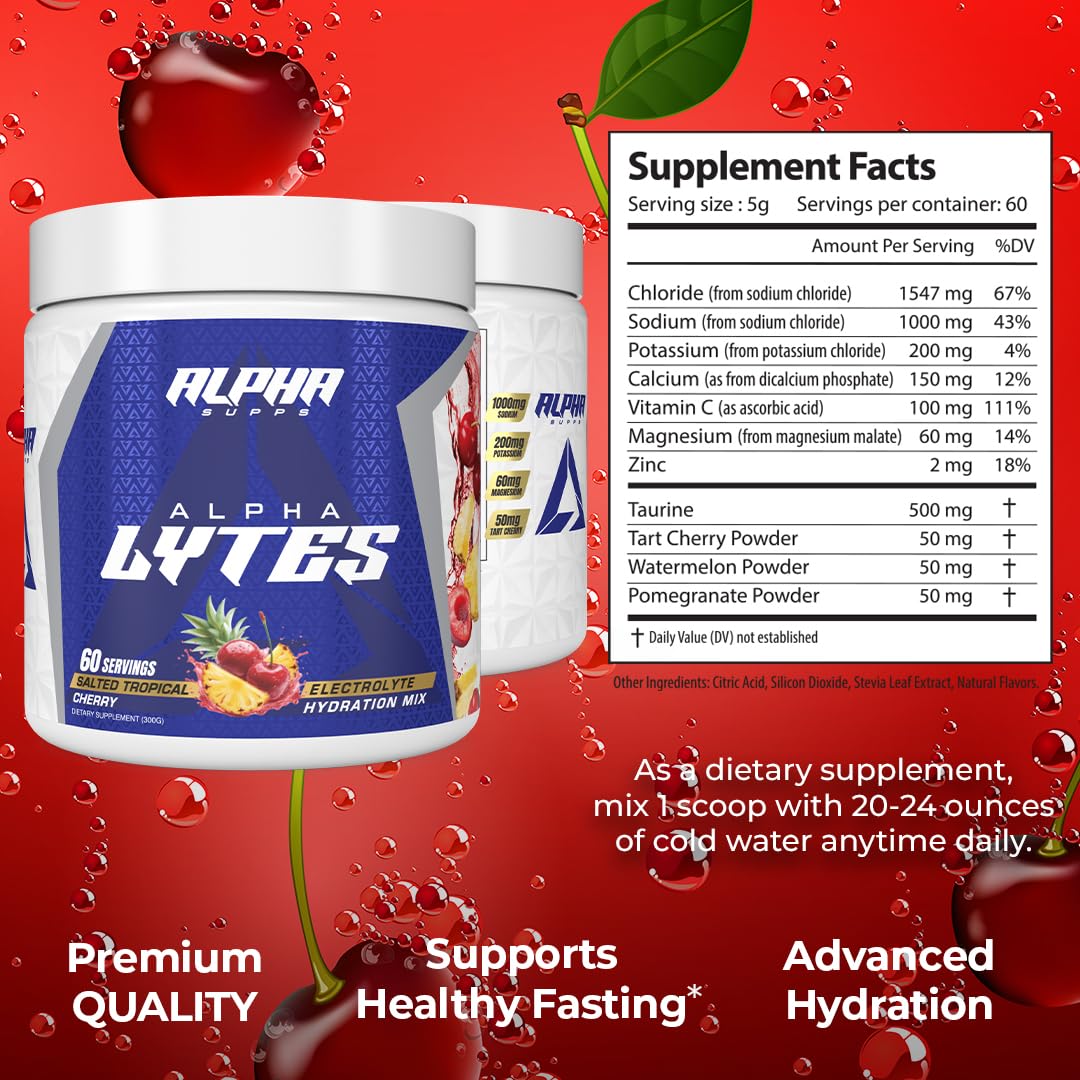 Alpha Lytes - Electrolyte Powder Daily Hydration Drink Mix - Sugar-Free, Zero Calorie Instant Formula with Trace Minerals and Antioxidants - dailyvitalstore