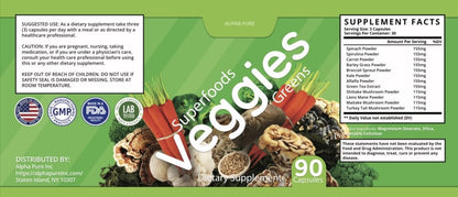 Alpha Pure Superfoods Reds Fruits and Greens 180 Capsules Vegetables Fruits and Veggies Superfood | Natural Balance of 90 Fruit Capsules, 90 Veggie Capsules for Men, Women Vitamins and Minerals - dailyvitalstore