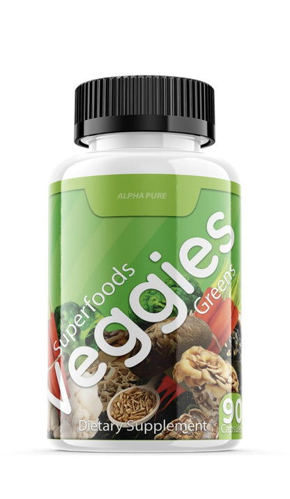 Alpha Pure Superfoods Reds Fruits and Greens 180 Capsules Vegetables Fruits and Veggies Superfood | Natural Balance of 90 Fruit Capsules, 90 Veggie Capsules for Men, Women Vitamins and Minerals - dailyvitalstore