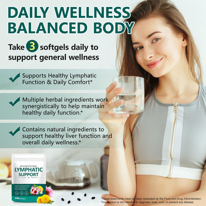 Alstaky Lymphatic Drainage Supplement - 240 Softgels, with Echinacea, Dandelion, and Burdock, Promotes Healthy Circulation & Fluid Balance, Lymph System Support Supplement for Women & Men - dailyvitalstore