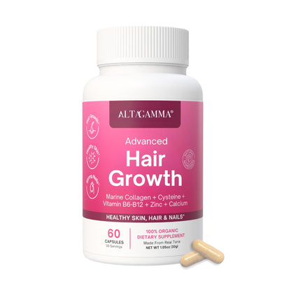 ALTAGAMMA Hair Growth Supplements - Nourishes Thinning, Strengthen Nails & Skin & Combat Hair Loss - Hair Growth Vitamins for Women & Men with Marine Collagen Peptides, 60 Capsules | 30 Day Supply - dailyvitalstore