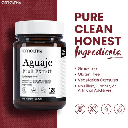 Amalth Aguaje Curves Capsule for Women 1000 mg- Extra Strength from Peru Natural Supplements- 120 Capsules Non- GMO Premium Quality Pills - dailyvitalstore