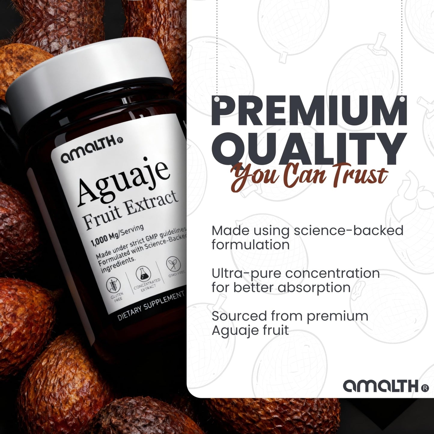Amalth Aguaje Curves Capsule for Women 1000 mg- Extra Strength from Peru Natural Supplements- 120 Capsules Non- GMO Premium Quality Pills - dailyvitalstore