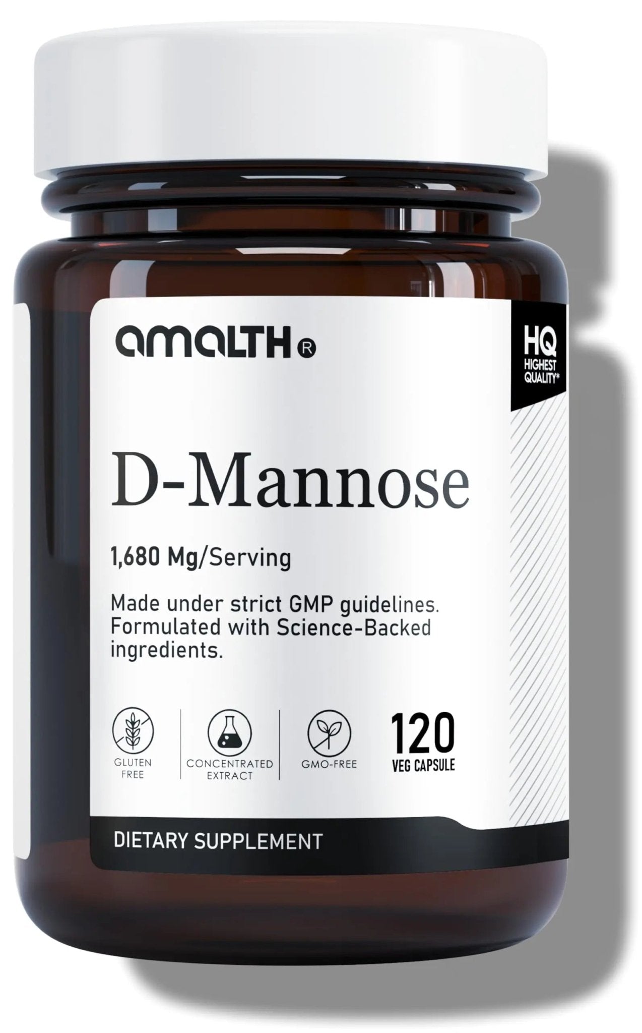 AMALTH D-Mannose Capsules 1680 mg per Serving, 120 Vegan Capsules, Pure Single Ingredient Mannose Supplement, Urinary Tract Support, UTI Wellness Support, Non GMO, Gluten Free - dailyvitalstore