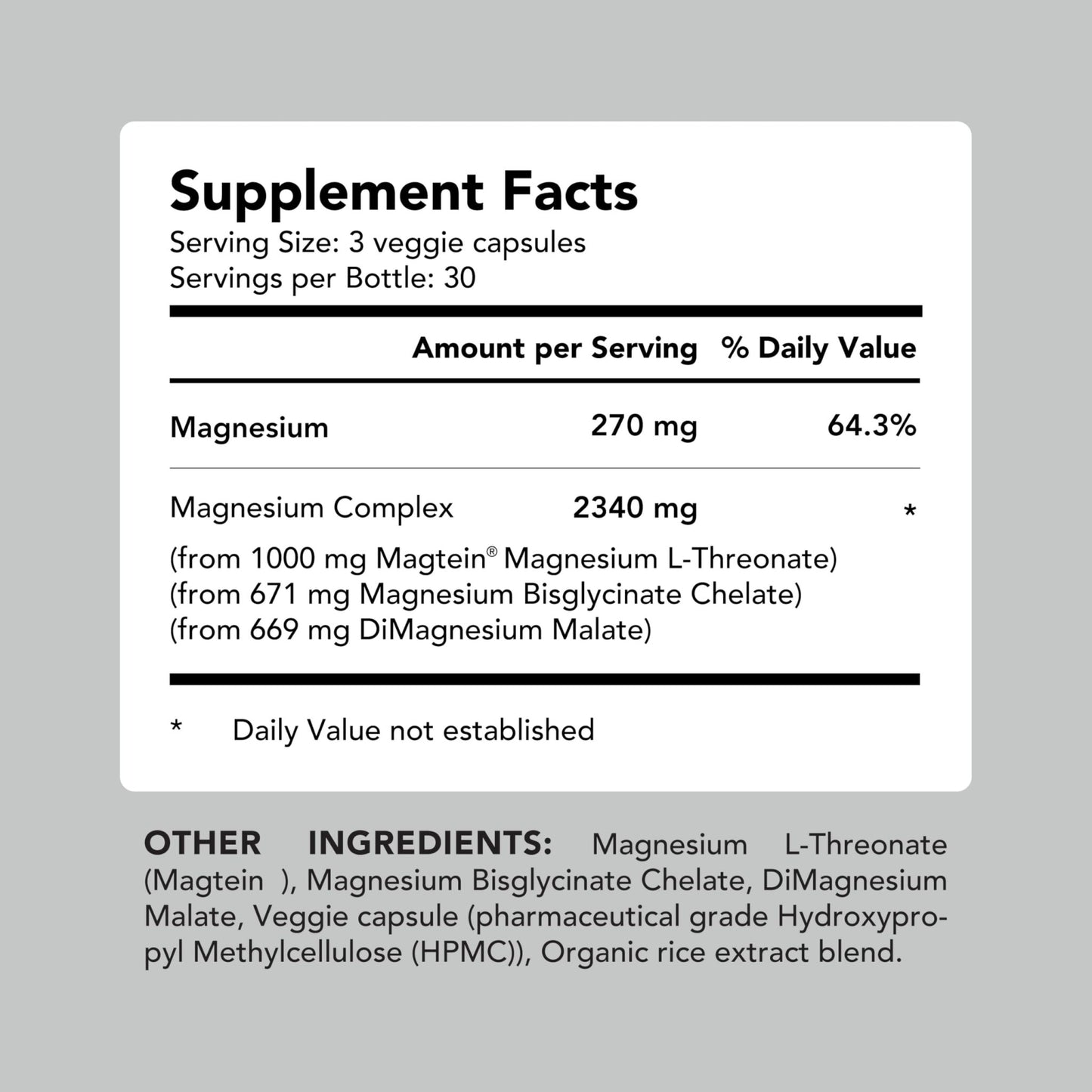 AMANDEAN Magtein Magnesium Complex. L-Threonate, Glycinate, Malate Triple Blend Chelated Magnesium Supplement. 90 Veggie Capsules. High Absorption Branded Ingredients. Brain Health, Sleep, Calm*. - dailyvitalstore