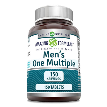 Amazing Formulas Men's One Multivitamin Supplement | Food Based | 150 Tablets | Perfect Blend of Vitamins, Minerals & Probiotics | Non-GMO | Gluten-Free | Made in USA - dailyvitalstore