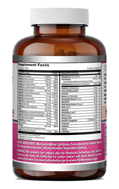 Amazing Formulas Women's One Multivitamin | Food Based | 150 Tablets, 5 Month Supply | Complete Blend of 40 Vitamins, Minerals & Probiotics Supplements | Non-GMO | Gluten-Free | Made in USA - dailyvitalstore