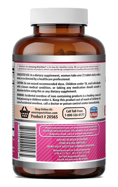 Amazing Formulas Women's One Multivitamin | Food Based | 150 Tablets, 5 Month Supply | Complete Blend of 40 Vitamins, Minerals & Probiotics Supplements | Non-GMO | Gluten-Free | Made in USA - dailyvitalstore