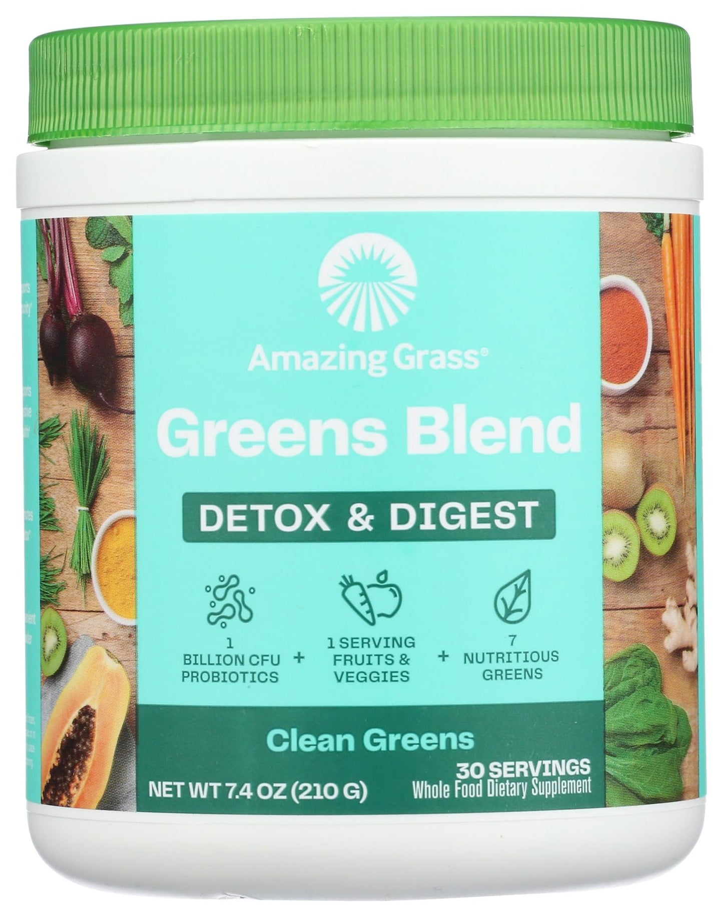 Amazing Grass Greens Blend Detox & Digest, Smoothie Mix, Cleanse with Super Greens Powder, Digestive Enzymes & Probiotics - dailyvitalstore