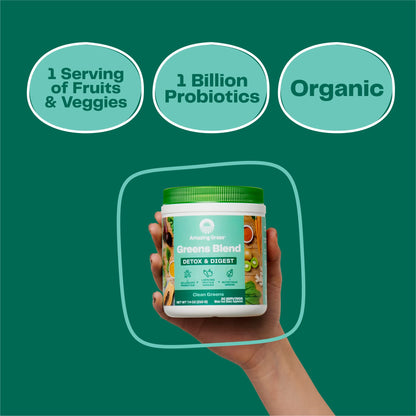 Amazing Grass Greens Blend Detox & Digest, Smoothie Mix, Cleanse with Super Greens Powder, Digestive Enzymes & Probiotics - dailyvitalstore