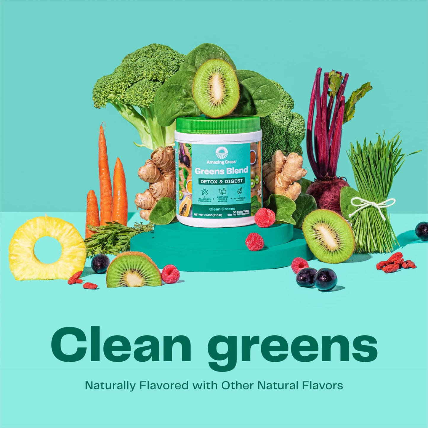 Amazing Grass Greens Blend Detox & Digest, Smoothie Mix, Cleanse with Super Greens Powder, Digestive Enzymes & Probiotics - dailyvitalstore