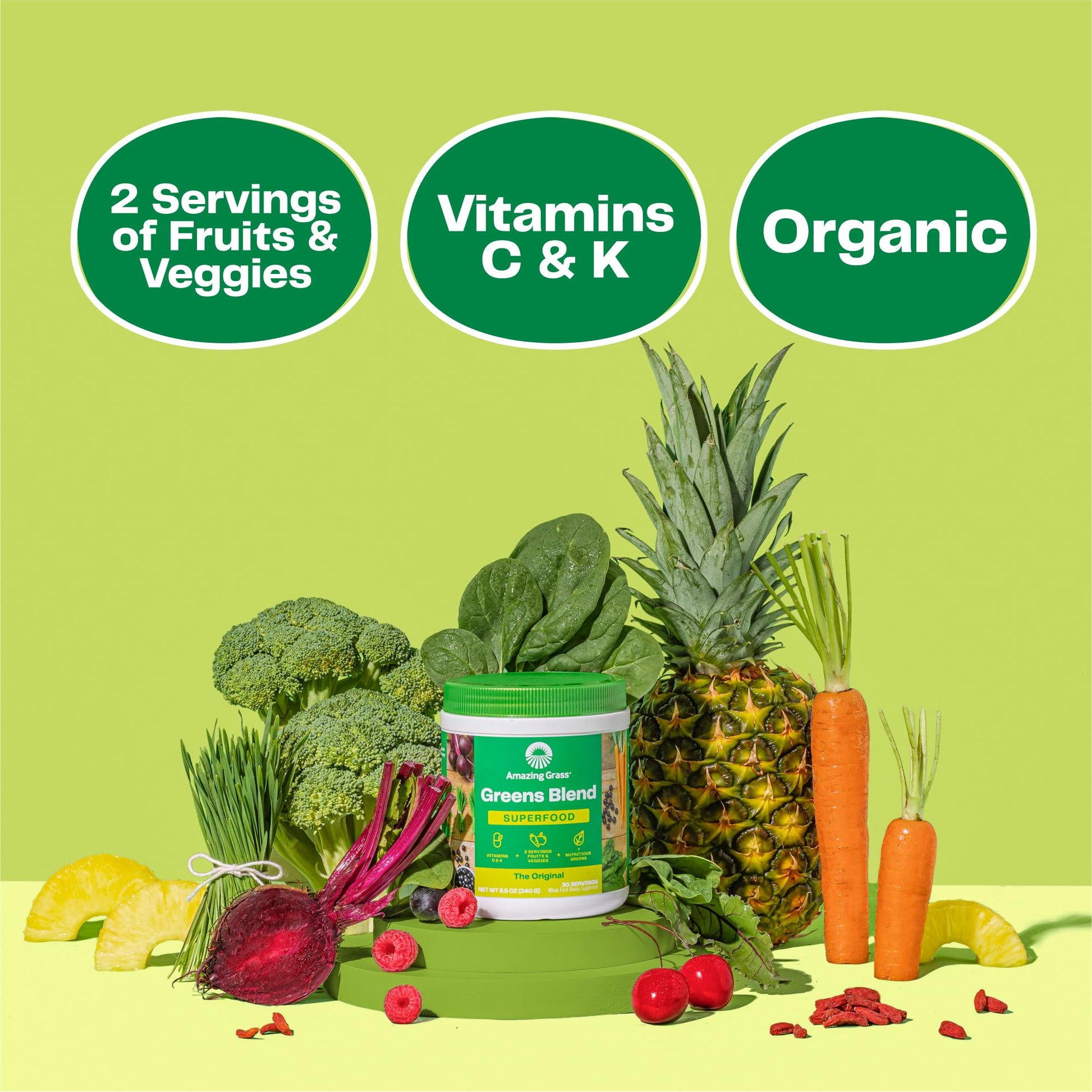 Amazing Grass Greens Blend Superfood: Super Greens Powder Smoothie Mix for Boost Energy, 30 Servings & Nature Fuel Power Beets Powder, Beet Root Powder, Support Natural Energy, 30 Servings - dailyvitalstore
