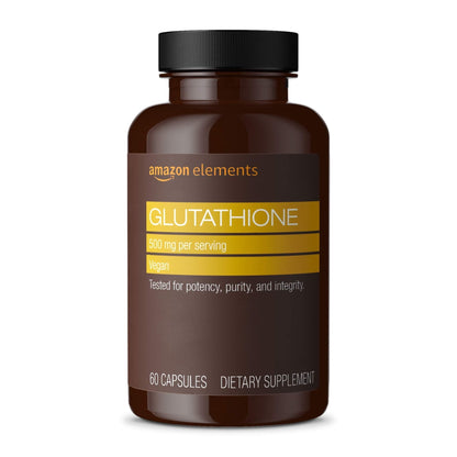 Amazon Elements Glutathione, Vegan, 500mg per Serving, 60 Capsules - dailyvitalstore