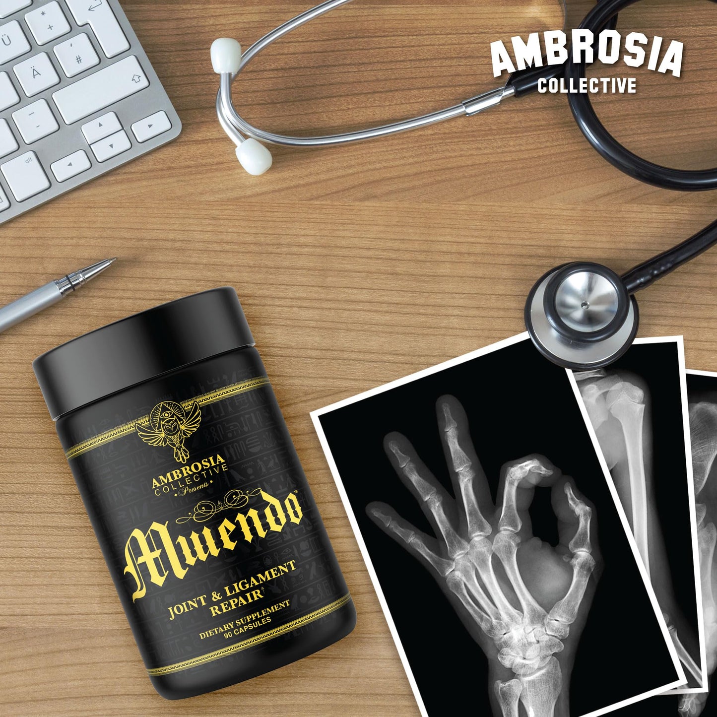 Ambrosia Mwendo - Joint & Ligament Repair | Strengthen Tendons & Increase Soft Tissue Extensibility | Muscle Soreness, & Recovery Time with BioCell Collagen | 90 Veggie Capsules - dailyvitalstore