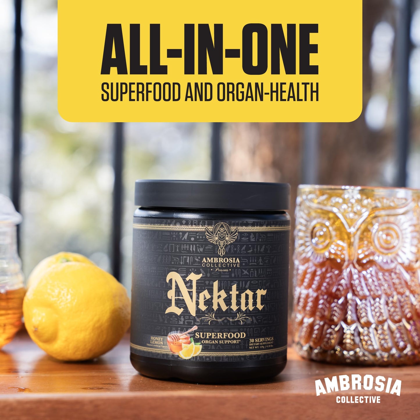 Ambrosia Superfood Organ & Cycle Support Powder | Liver & Kidney Support with Milk Thistle, Red Yeast Rice & CoQ10 | 13 Superfood Ingredients | 30 Servings | Honey Lemon - dailyvitalstore