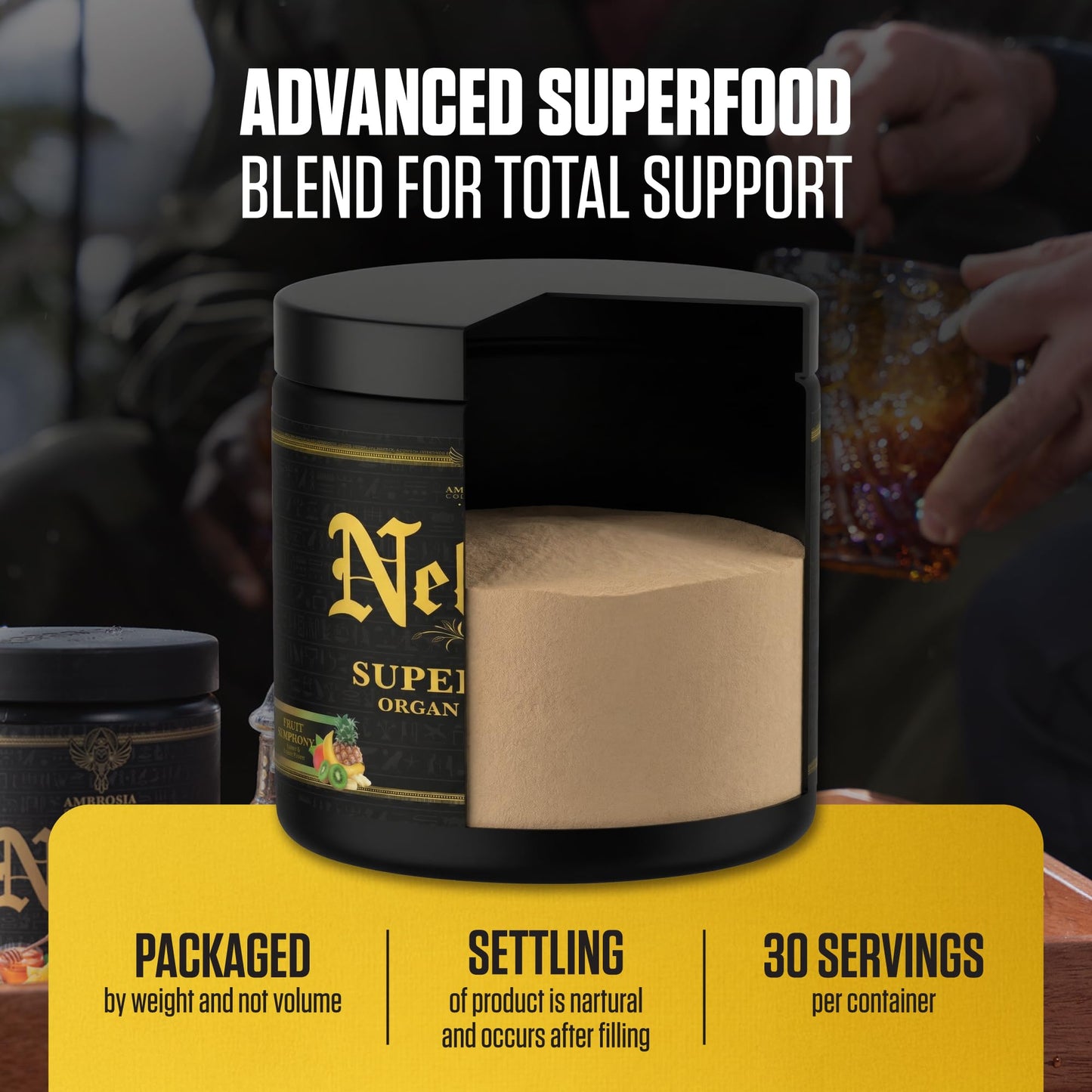 Ambrosia Superfood Organ & Cycle Support Powder | Liver & Kidney Support with Milk Thistle, Red Yeast Rice & CoQ10 | 13 Superfood Ingredients | 30 Servings | Honey Lemon - dailyvitalstore