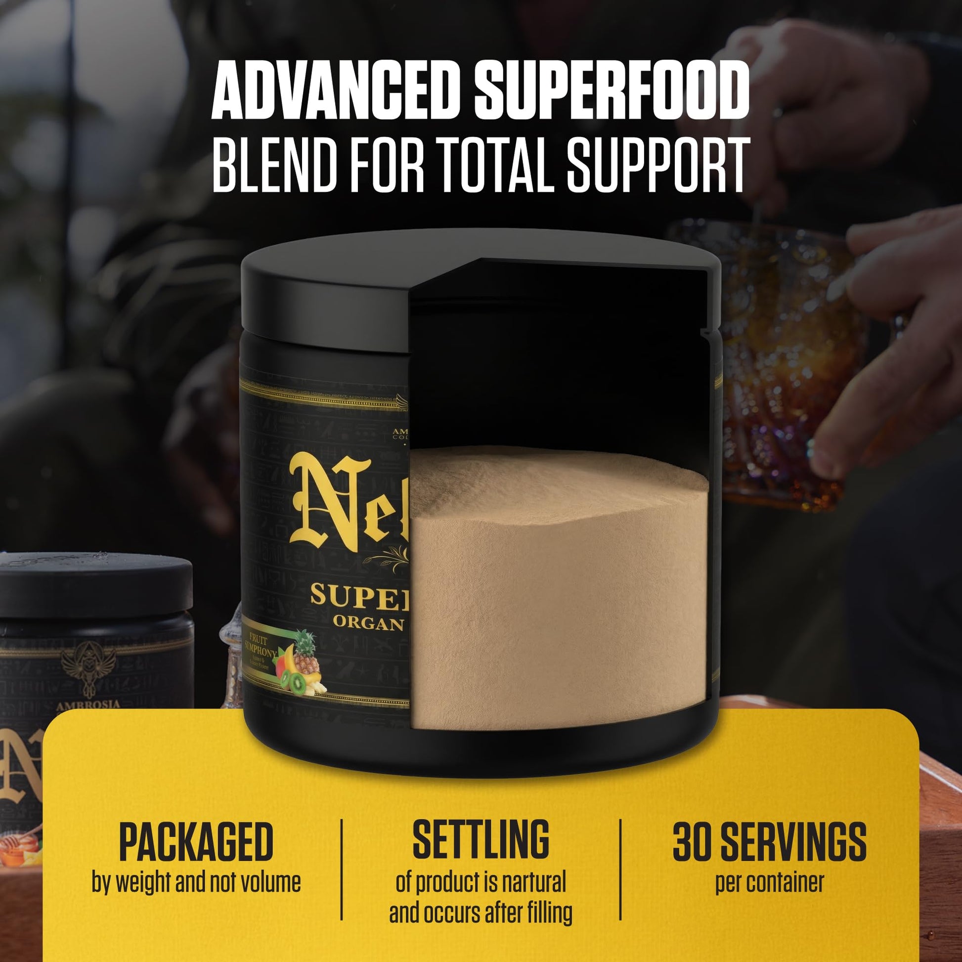 Ambrosia Superfood Organ & Cycle Support Powder | Liver & Kidney Support with Milk Thistle, Red Yeast Rice & CoQ10 | 13 Superfood Ingredients | 30 Servings | Honey Lemon - dailyvitalstore