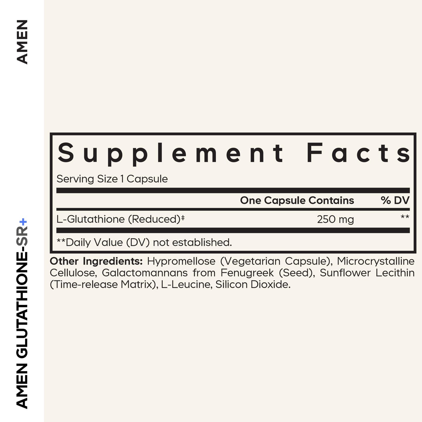 Amen Glutathione-SR+ Advanced Sustained-Release Supplement - 2-Month Supply - Reduced L-Glutathione - Galactomannans Fenugreek Seed - Time-Reduced Matrix - Non-GMO - 60 Capsules - dailyvitalstore