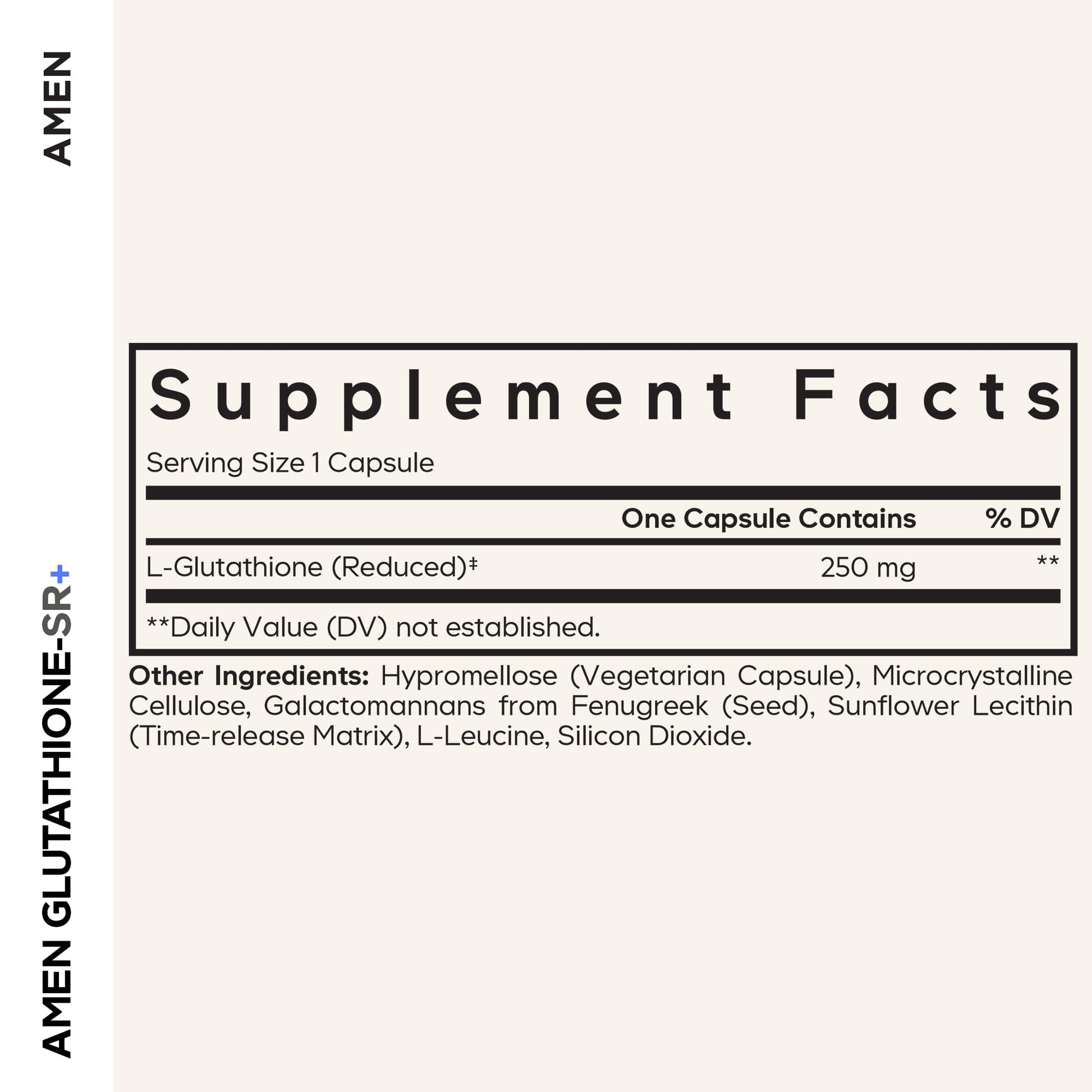 Amen Glutathione-SR+ Advanced Sustained-Release Supplement - 2-Month Supply - Reduced L-Glutathione - Galactomannans Fenugreek Seed - Time-Reduced Matrix - Non-GMO - 60 Capsules - dailyvitalstore