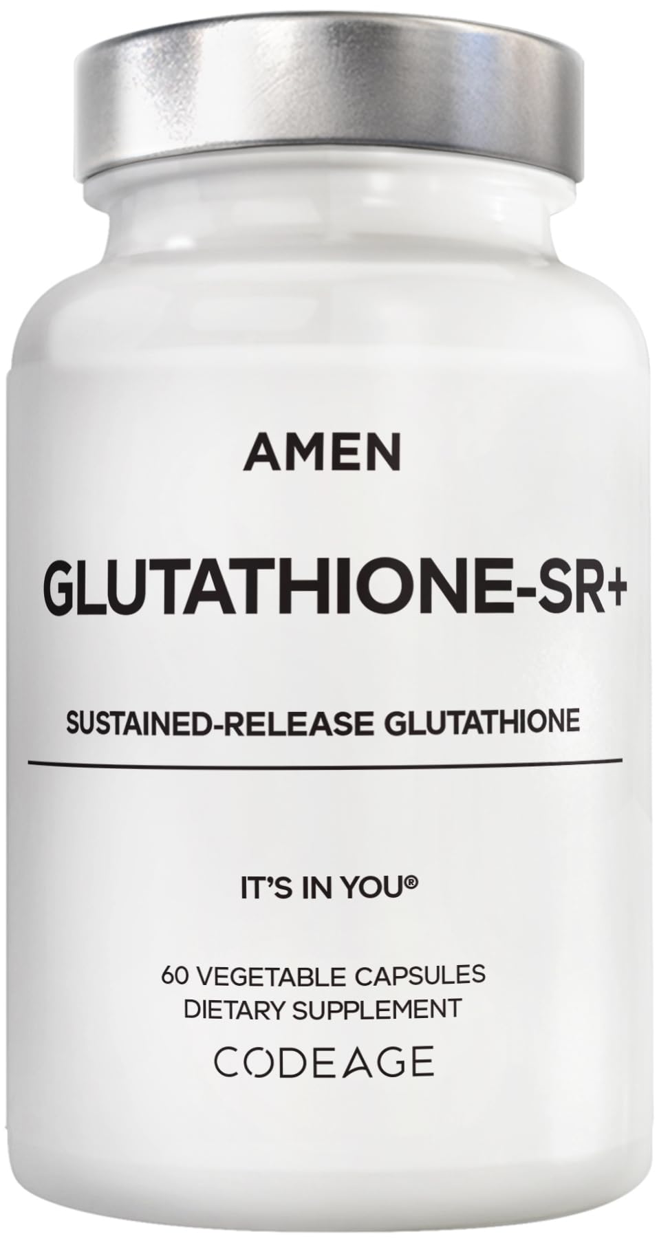 Amen Glutathione-SR+ Advanced Sustained-Release Supplement - 2-Month Supply - Reduced L-Glutathione - Galactomannans Fenugreek Seed - Time-Reduced Matrix - Non-GMO - 60 Capsules - dailyvitalstore