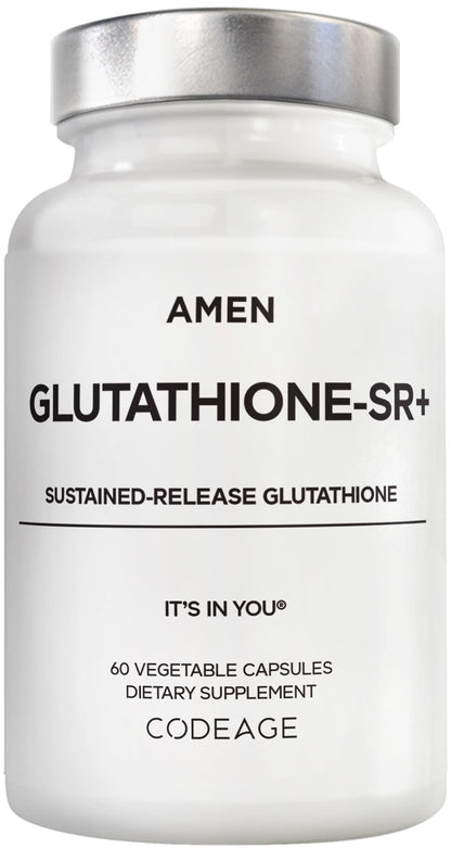 Amen Glutathione-SR+ Advanced Sustained-Release Supplement - 2-Month Supply - Reduced L-Glutathione - Galactomannans Fenugreek Seed - Time-Reduced Matrix - Non-GMO - 60 Capsules - dailyvitalstore