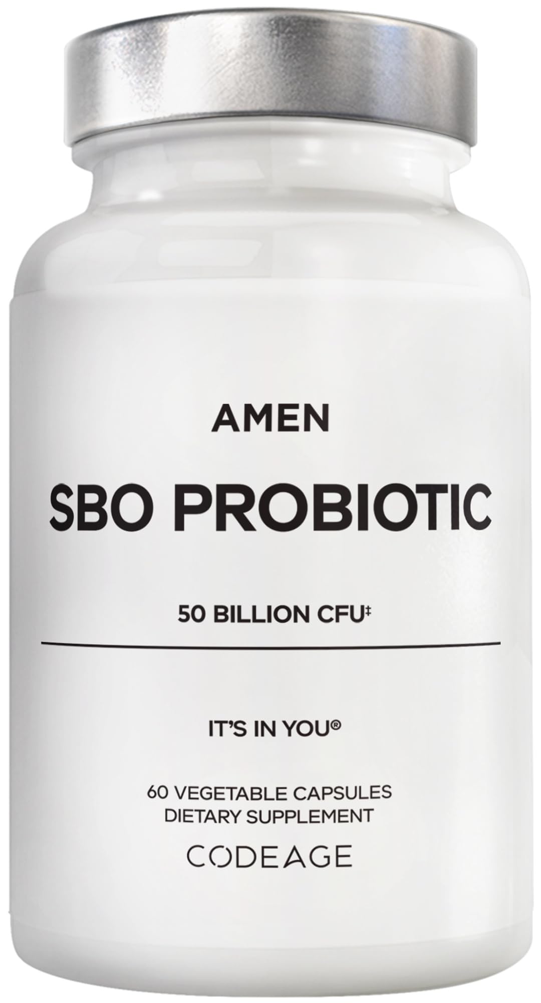 Amen Probiotics Supplement, SBO Probiotic and Organic Prebiotics, 50 Billion CFUs, Shelf Stable, No Refrigeration Required, Flora Daily Probiotic Formula for Women & Men - dailyvitalstore