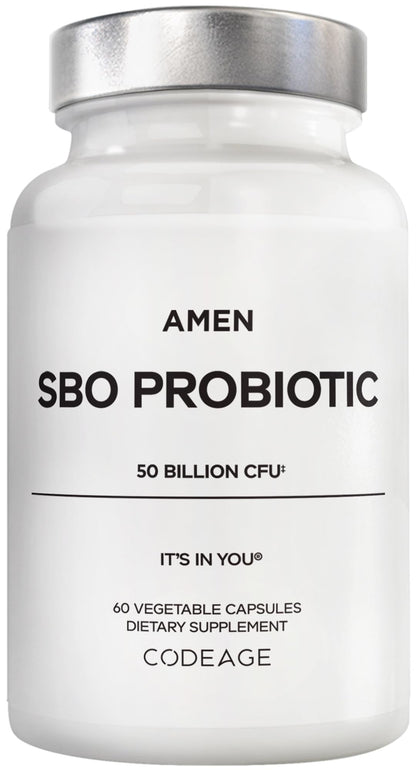 Amen Probiotics Supplement, SBO Probiotic and Organic Prebiotics, 50 Billion CFUs, Shelf Stable, No Refrigeration Required, Flora Daily Probiotic Formula for Women & Men - dailyvitalstore