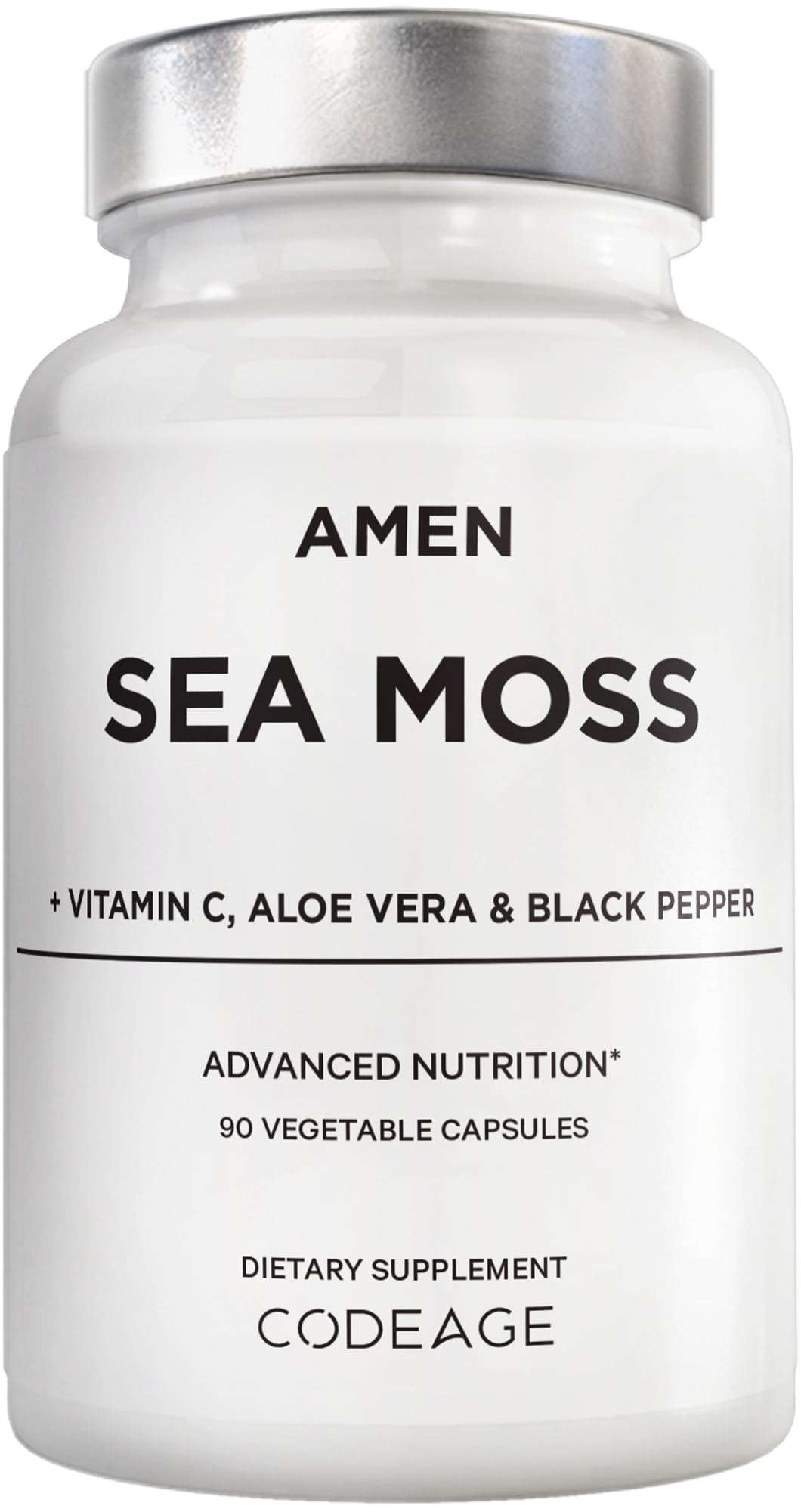 Amen Sea Moss Supplement - 1000mg Organic Irish Sea Moss, Bladderwrack, Burdock - Vitamin C, Aloe Vera, Black Pepper - Seaweed Superfood, Vitamins, Minerals, and Antioxidants - Non-GMO - 90 Capsules - dailyvitalstore