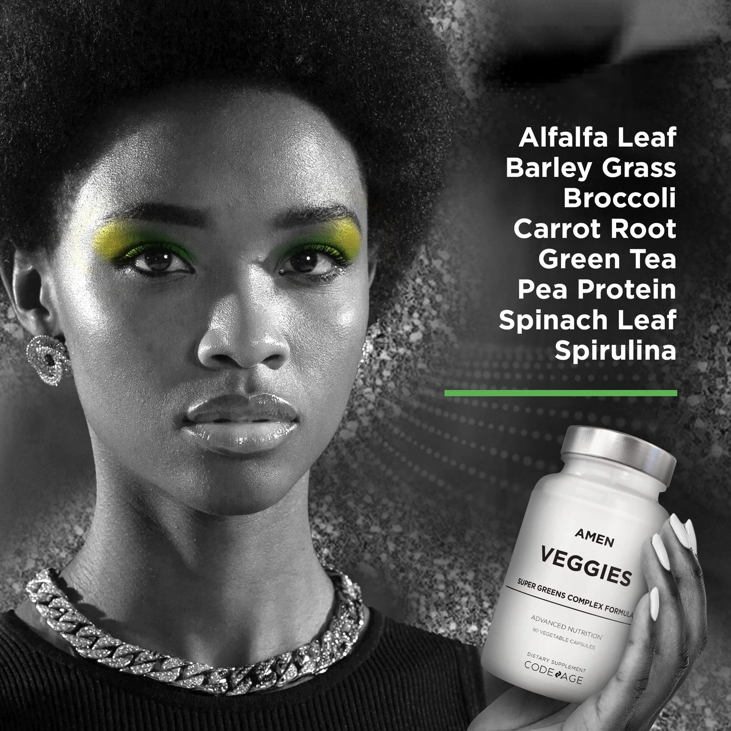 Amen Veggies, Daily Veggies Vitamins Supplement, Vegetables Vegan Blend & Whole-Food Raw Greens Multivitamin Capsules, Mushroom Complex, Superfood, Minerals, Green Vegetable Nutrients, Non-GMO, 90 ct - dailyvitalstore