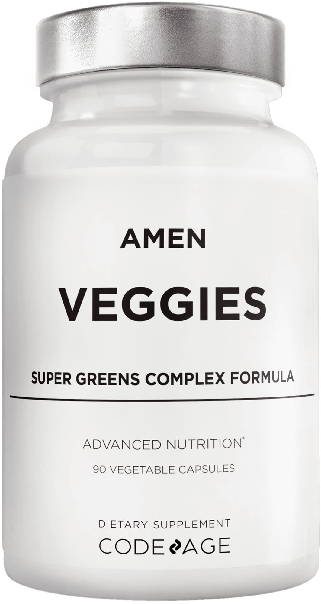 Amen Veggies, Daily Veggies Vitamins Supplement, Vegetables Vegan Blend & Whole-Food Raw Greens Multivitamin Capsules, Mushroom Complex, Superfood, Minerals, Green Vegetable Nutrients, Non-GMO, 90 ct - dailyvitalstore
