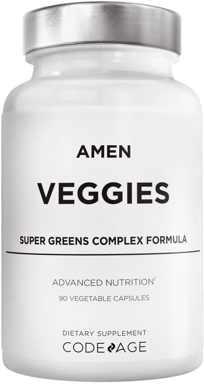 Amen Veggies, Daily Veggies Vitamins Supplement, Vegetables Vegan Blend & Whole-Food Raw Greens Multivitamin Capsules, Mushroom Complex, Superfood, Minerals, Green Vegetable Nutrients, Non-GMO, 90 ct - dailyvitalstore
