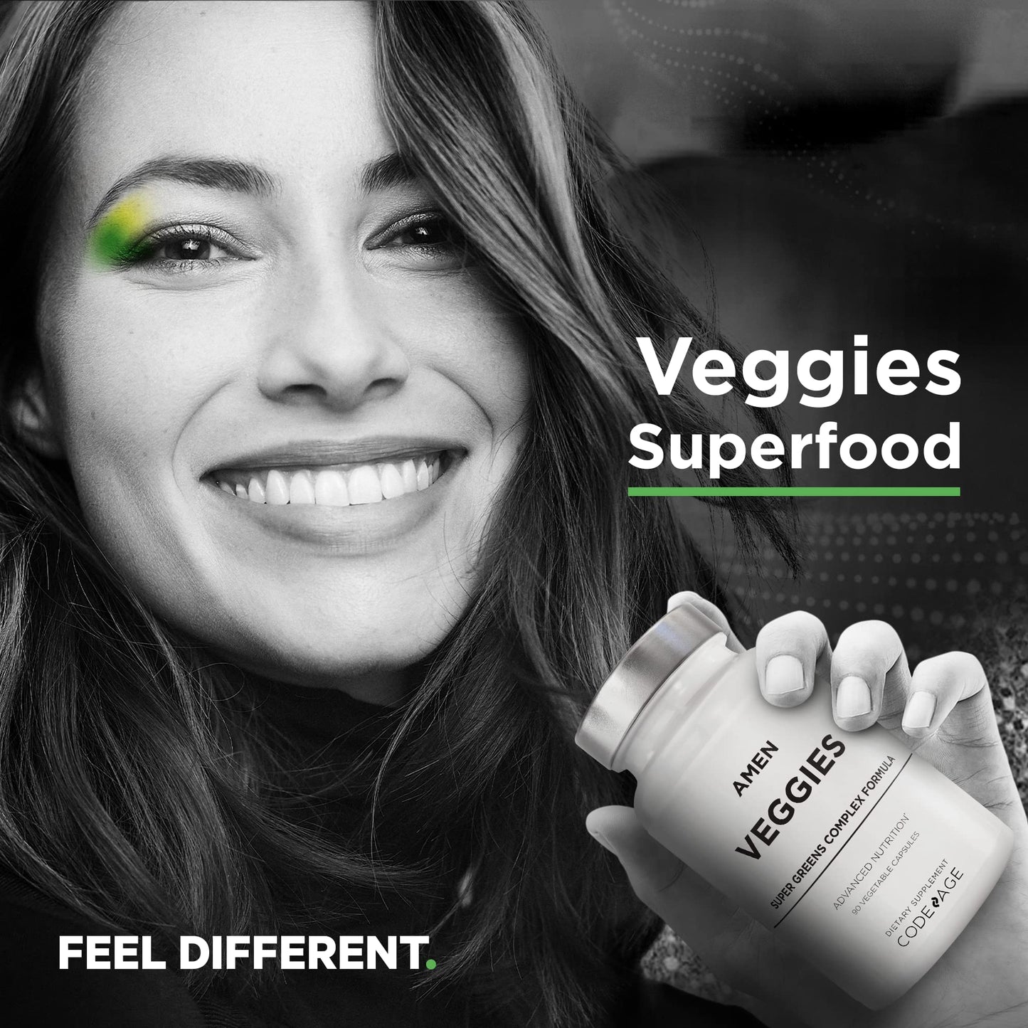 Amen Veggies, Daily Veggies Vitamins Supplement, Vegetables Vegan Blend & Whole-Food Raw Greens Multivitamin Capsules, Mushroom Complex, Superfood, Minerals, Green Vegetable Nutrients, Non-GMO, 90 ct - dailyvitalstore