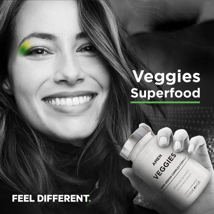 Amen Veggies, Daily Veggies Vitamins Supplement, Vegetables Vegan Blend & Whole-Food Raw Greens Multivitamin Capsules, Mushroom Complex, Superfood, Minerals, Green Vegetable Nutrients, Non-GMO, 90 ct - dailyvitalstore