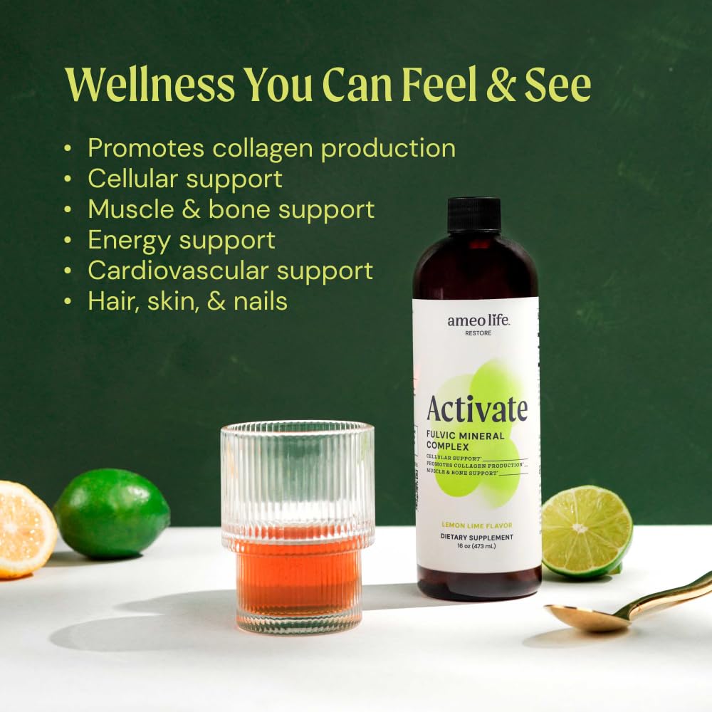 Ameo Life Fulvic Acid & Mineral Complex – Cellular Support, Detox, Collagen Boost – Promotes Skin, Hair, Nail Growth & Energy – Vegan, Gluten-Free, Non-GMO, Made in the USA -16 OZ - dailyvitalstore