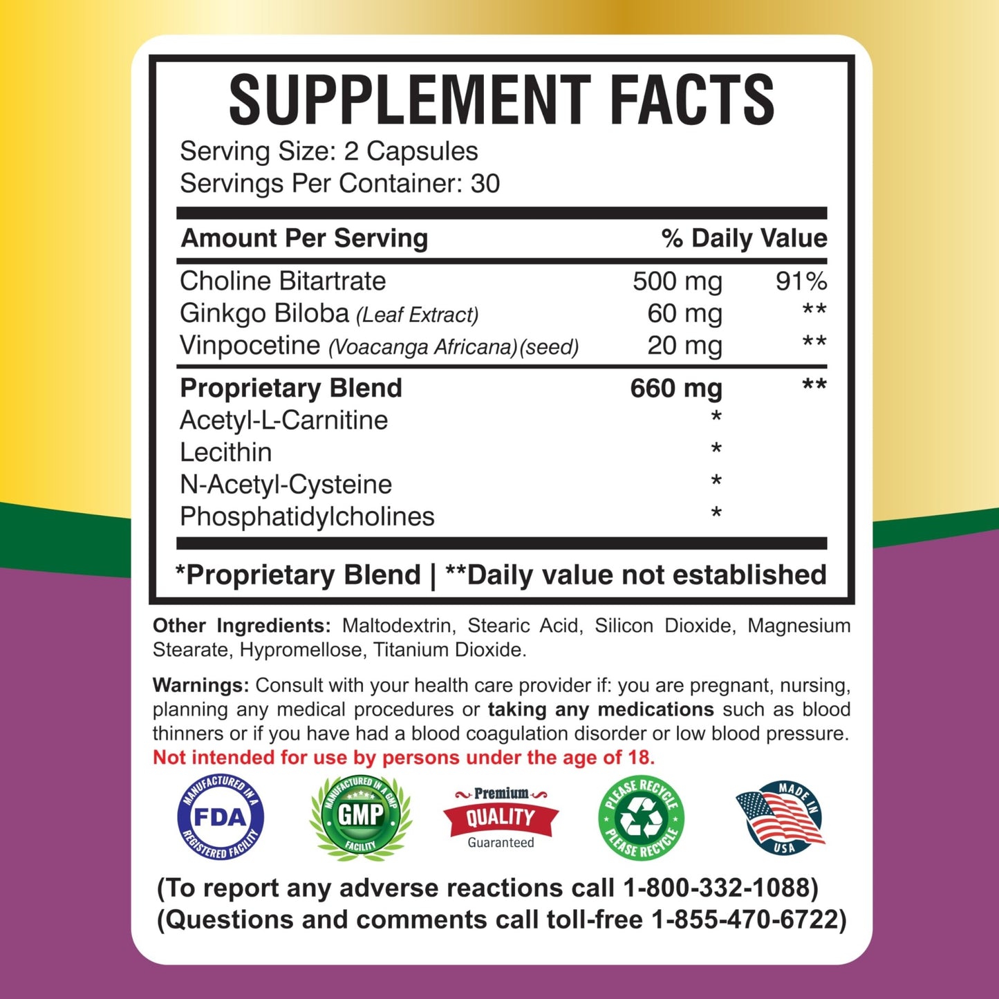 America Medic & Science Cavintona Advanced Supplement – Vinpocetine 20mg for Memory, Recall & Brain Health – Supports Cognitive Function, Focus, Mental Clarity & Blood Flow – 60 Capsules - dailyvitalstore