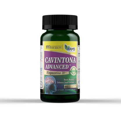 America Medic & Science Cavintona Advanced Supplement – Vinpocetine 20mg for Memory, Recall & Brain Health – Supports Cognitive Function, Focus, Mental Clarity & Blood Flow – 60 Capsules - dailyvitalstore