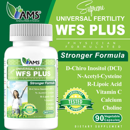 America Medic & Science WFS Plus Fertility Supplements for Women (90 Capsules) Supports Ovulatory Health | Natural Preconception Vitamins, Reproductive Aid, with D-Chiro Inositol, DHA |15-Day Supply. - dailyvitalstore