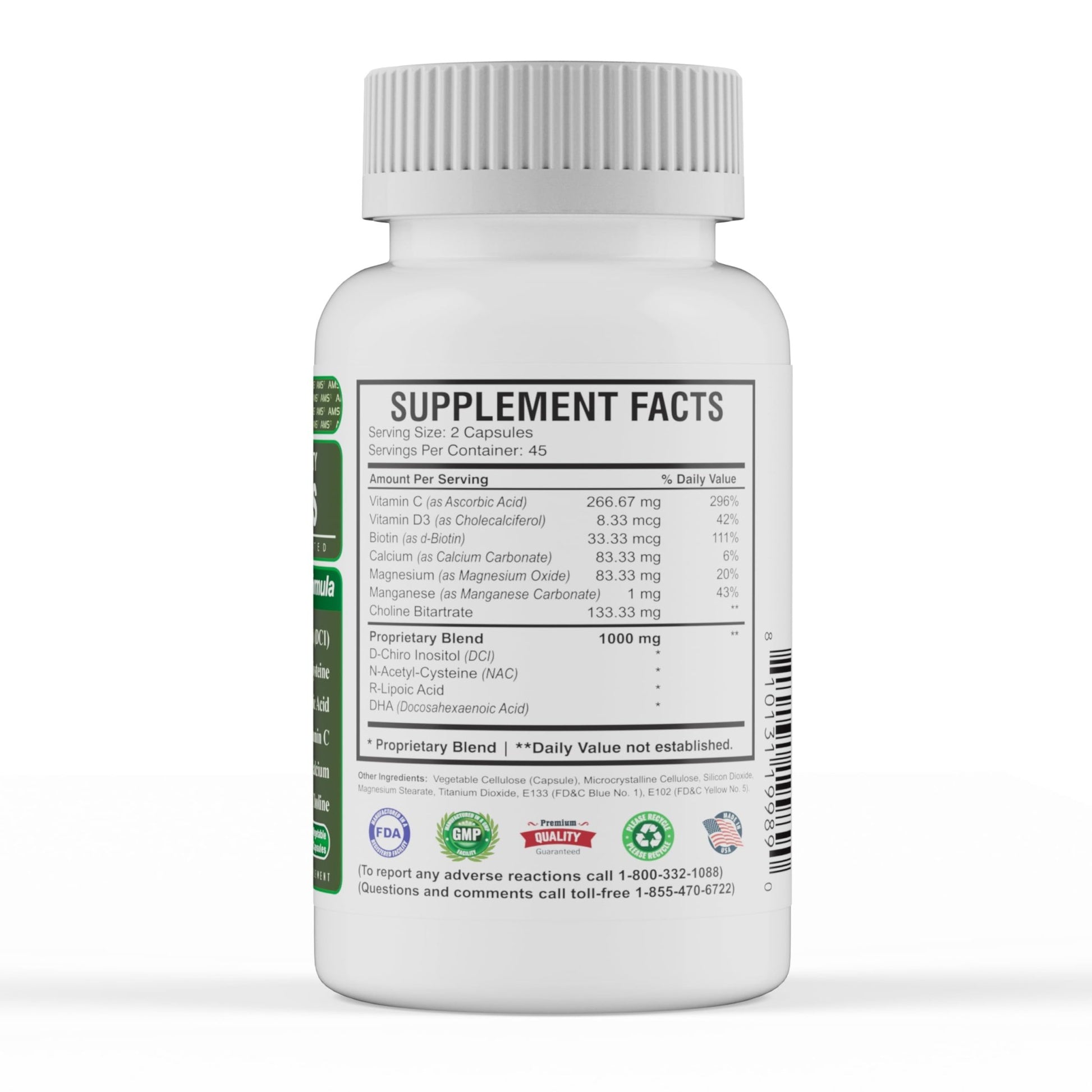 America Medic & Science WFS Plus Fertility Supplements for Women (90 Capsules) Supports Ovulatory Health | Natural Preconception Vitamins, Reproductive Aid, with D-Chiro Inositol, DHA |15-Day Supply. - dailyvitalstore