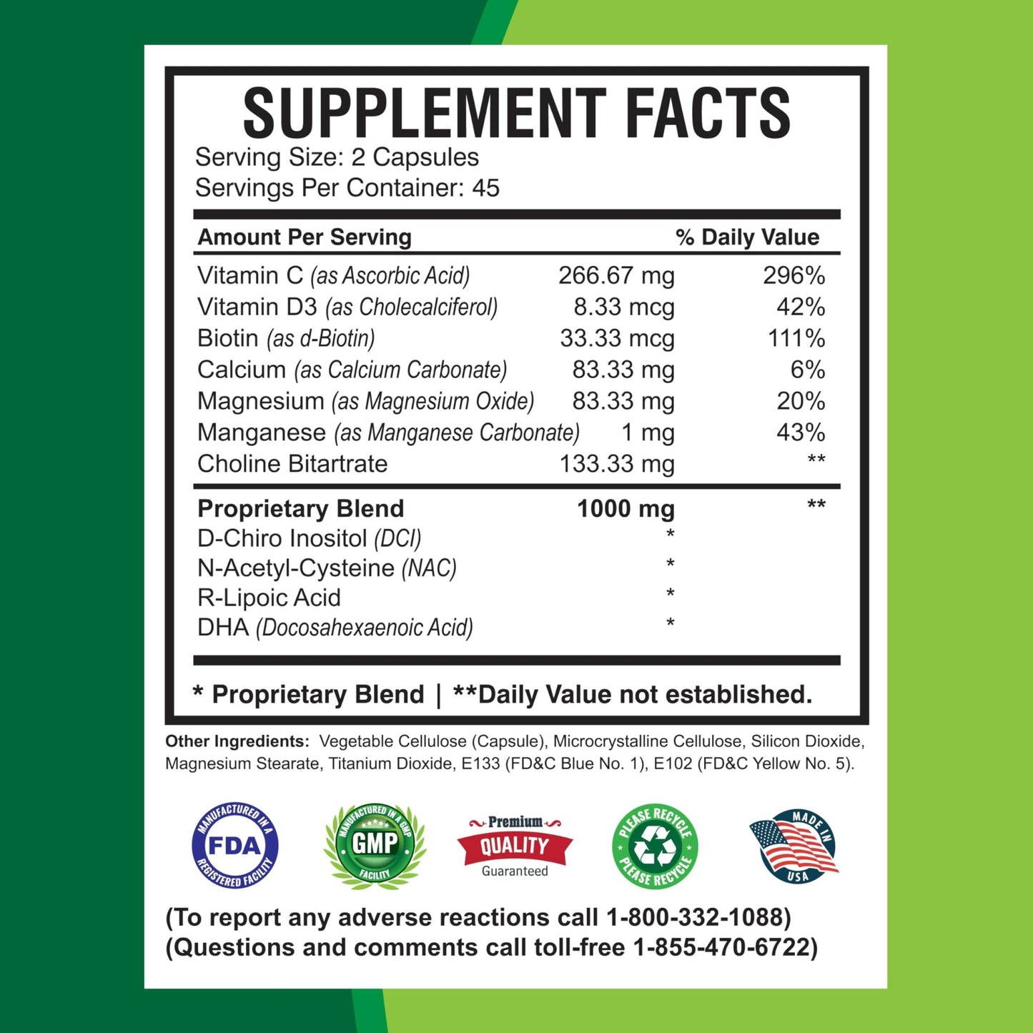 America Medic & Science WFS Plus Fertility Supplements for Women (90 Capsules) Supports Ovulatory Health | Natural Preconception Vitamins, Reproductive Aid, with D-Chiro Inositol, DHA |15-Day Supply. - dailyvitalstore