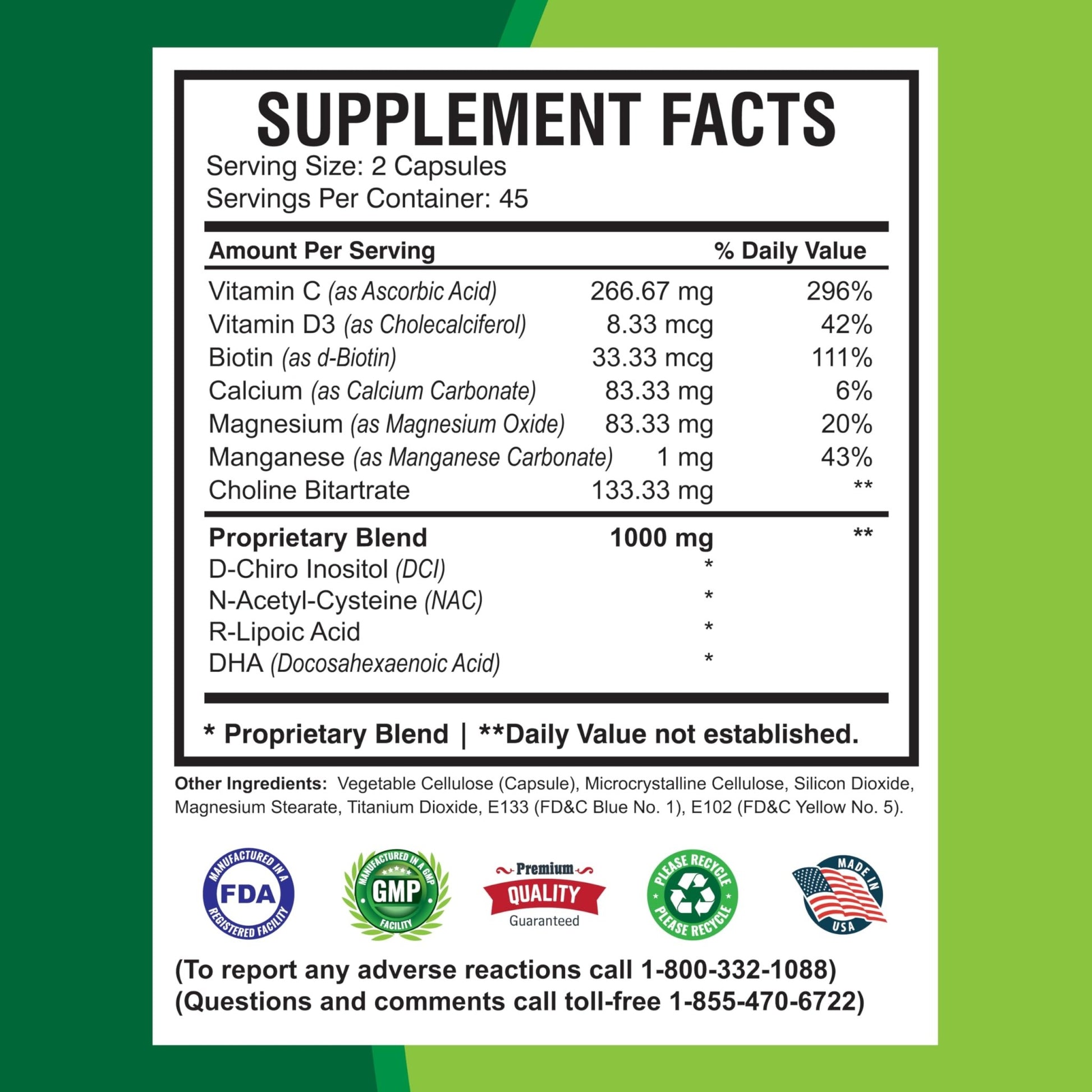 America Medic & Science WFS Plus Fertility Supplements for Women (90 Capsules) Supports Ovulatory Health | Natural Preconception Vitamins, Reproductive Aid, with D-Chiro Inositol, DHA |15-Day Supply. - dailyvitalstore