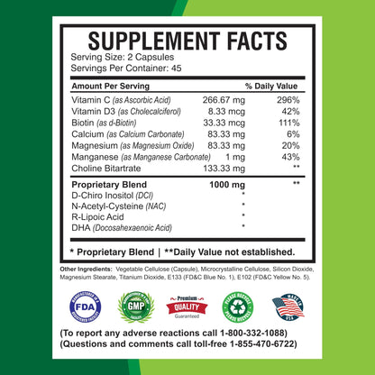 America Medic & Science WFS Plus Fertility Supplements for Women (90 Capsules) Supports Ovulatory Health | Natural Preconception Vitamins, Reproductive Aid, with D-Chiro Inositol, DHA |15-Day Supply. - dailyvitalstore