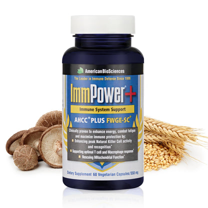American BioSciences ImmPower Plus, AHCC & Fermented Wheat Germ Extract Herbal Supplement, 550mg per Capsule for Immune Support, Maintains Natural Killer Cell Activity, Pack of 1, 60 Veggie Capsules - dailyvitalstore