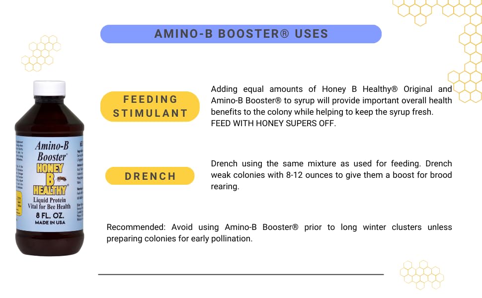 Amino-B Booster 8 oz. Bottle, Liquid Protein Vital for Bee Health - dailyvitalstore