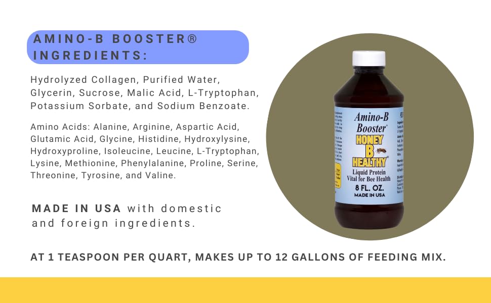 Amino-B Booster 8 oz. Bottle, Liquid Protein Vital for Bee Health - dailyvitalstore